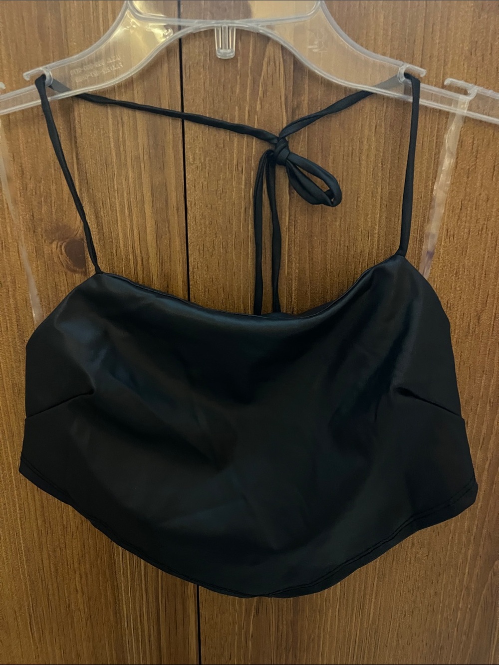 Charlotte Russe Black Satin Halter Tie-Back Camisole